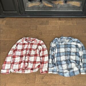 Hollister Red and Blue Plaid Button Down Shirts